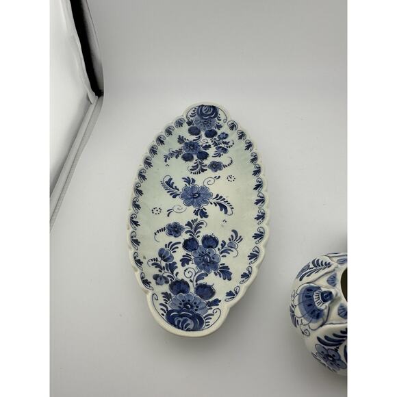 Delft Blue/White Hand Painted S&P Toothpick/Mustard with 9 inch Tray Holland - Picture 6 of 10